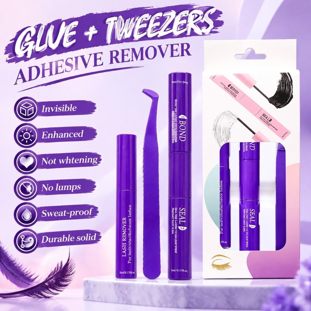 Long-lasting Lash Glue & Tweezers Set Waterproof False Lash Tool Set Lash Application