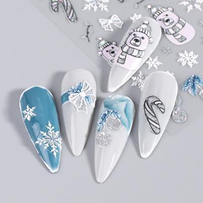 1 Blatt Weihnachts-Nagelkunst-Aufkleber, feine Verarbeitung, Schneeflocken-Schleifenmuster, Nagelkunst-Dekoration für Feiertage, Festivals