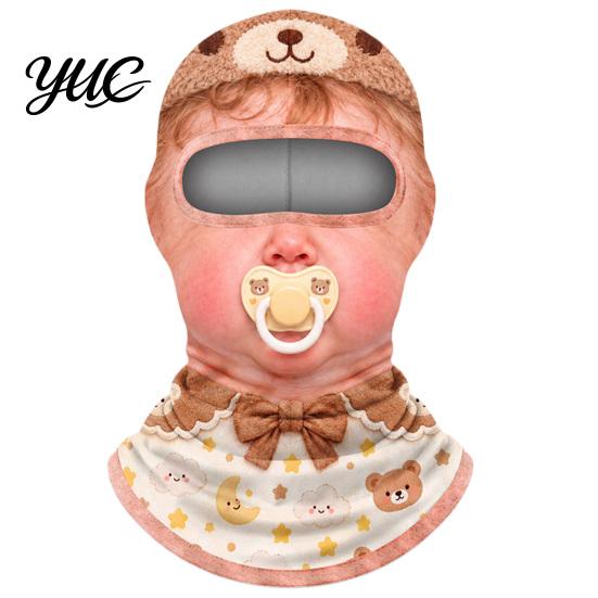 Funny Face Balaclava Baby Mask, Breathable Ice Silk Cover, Anti-Slip Covering Full Protection Neck Gaiter for Outdoor Cycling Riding Sun Mask