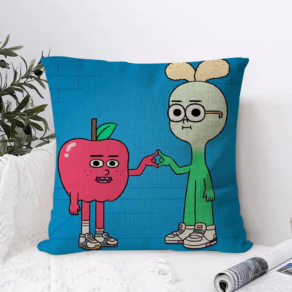 Anime Food AAppleS And OnionS Cushion Cover Breathable Linen Pillow Cover SkinFriendly Home Decor Pillowcase with Hidden Zipper