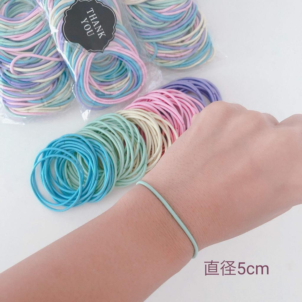 [Wrapping Factory] Large Set of 100 Hair Ties, No Knots, No Metal Fittings, Handmade Hair Accessories (100 Colors) (Pastel Colors)