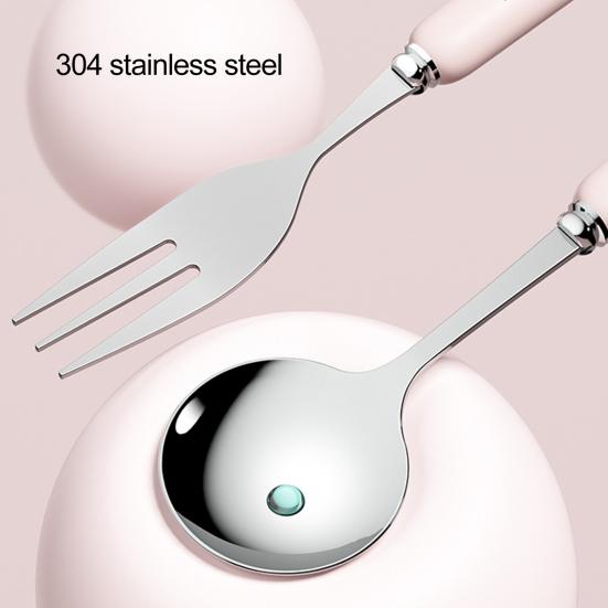 1 Zestaw Łyżka Sztućce Wygodny Chwyt Małe i Wykwintne Kreatywne Przenośne Kreskówkowe Naczynia Królik Ze Stali Nierdzewnej Łyżka