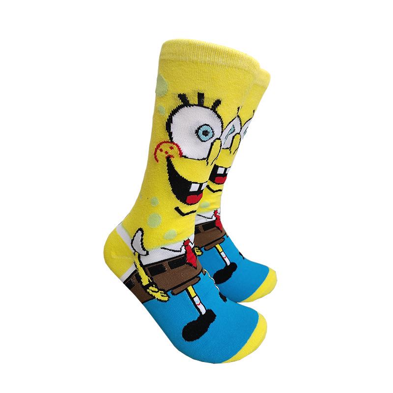 Trendy European & American Mid-Calf Cartoon Socks, Unisex Personality Cotton, Anime Style