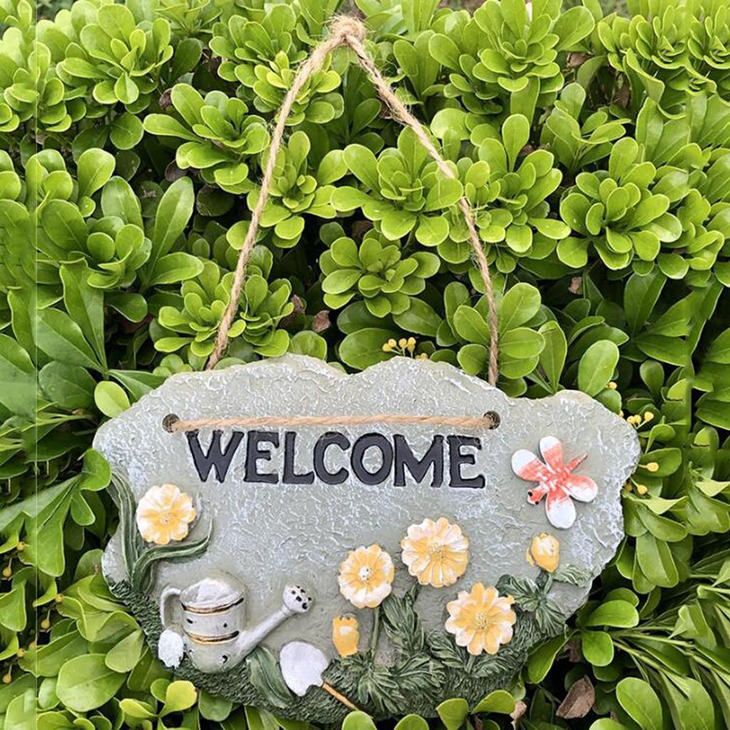 Resin Welcome Door Sign Plaque for Home Cafe Office Garden Decoration