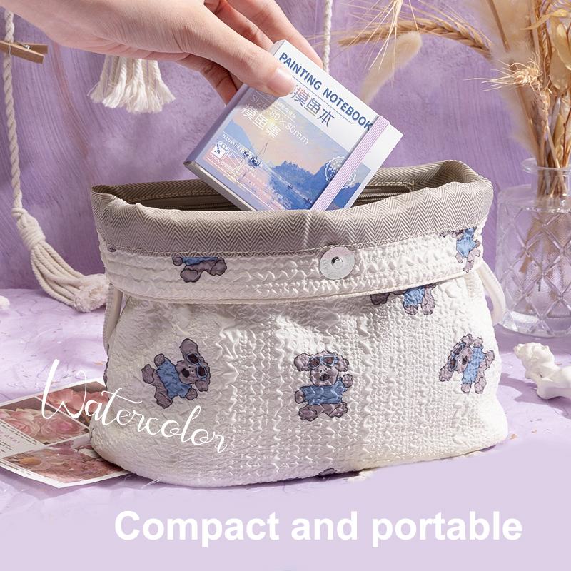 1 Set Mini-Malheft für Schüler Tragbares Taschennotizbuch Skizzen-Aquarellfarben-Palette Set Tragbare Aquarellpalette