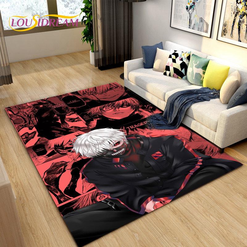 Tokyo Ghoul Japan Anime Cartoon Area Rug,Carpet Rug for Living Room Bedroom Sofa Doormat Decoration, Kid Play Non-slip Floor Mat