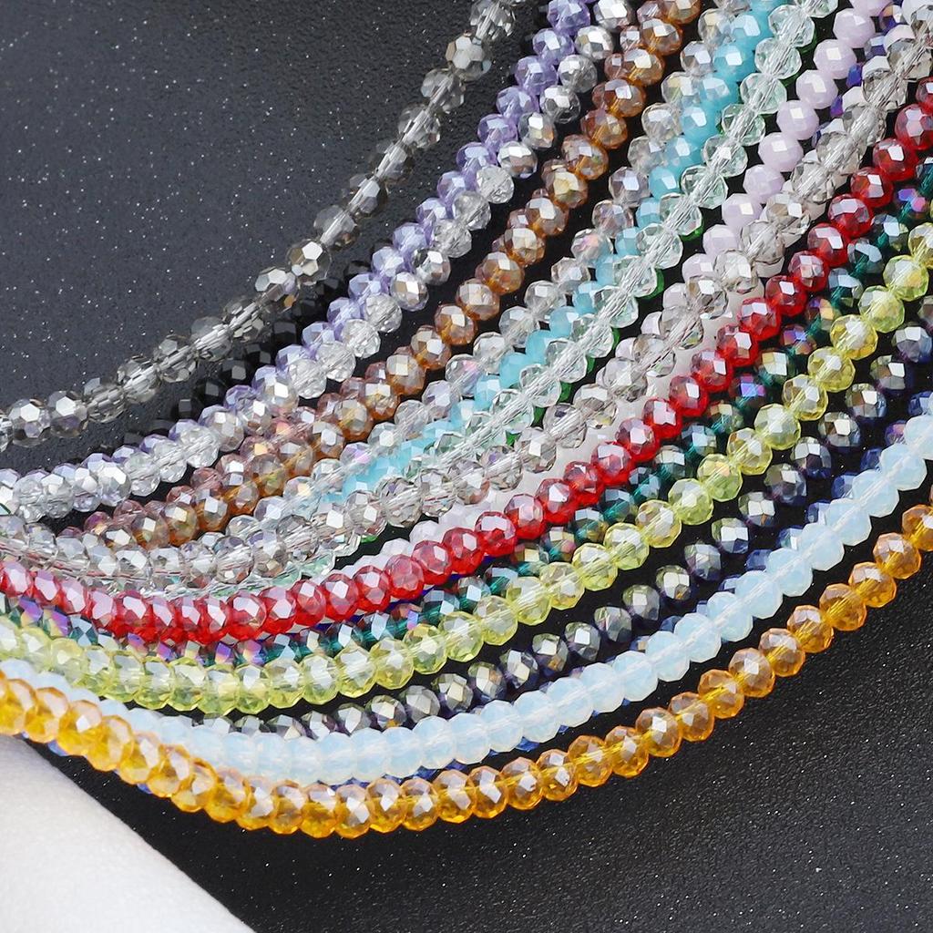 4mm Iridescent Glass Crystal Wheel Beads - Faceted Loose Abacus Beads for DIY Projects