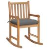 VidaXL Rocking Chair with Cushion Grey Solid Teak Wood