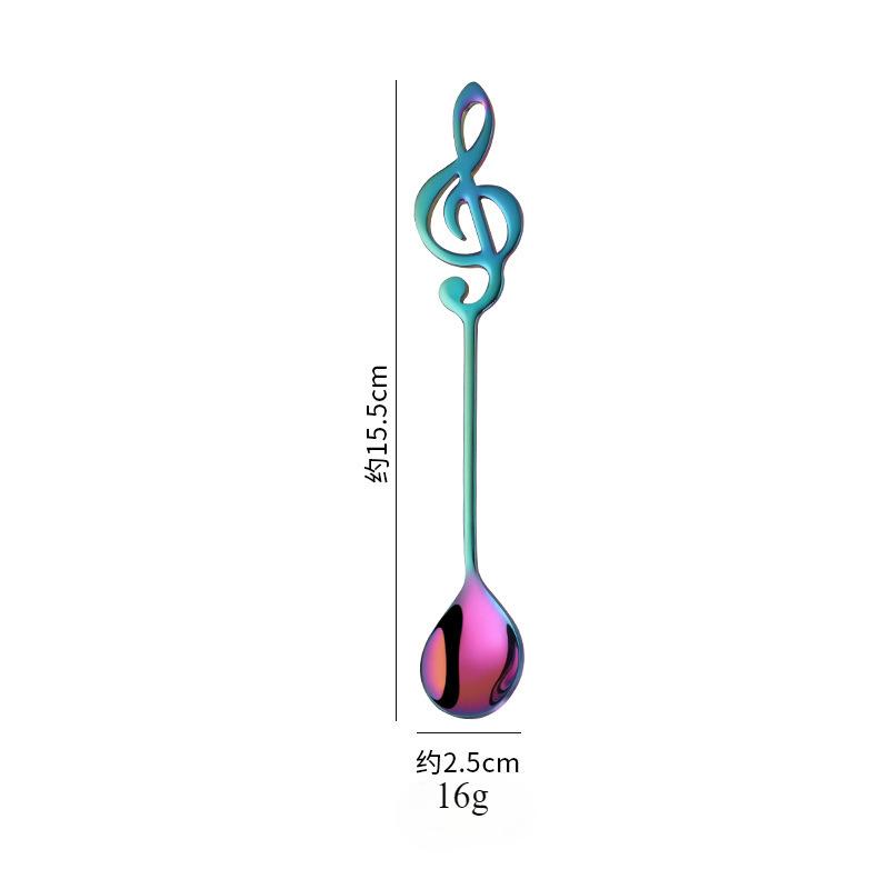 

Stainless Steel Music Bar Spoon Gold Plated Long Coffee Stirrer Creative Design Dessert Spoon for Cocktail Milk Tea Kitchen Tool