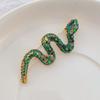 Ins Three-dimensional Green Embossed Snake Pattern Gothic Gold Decorative Brooch