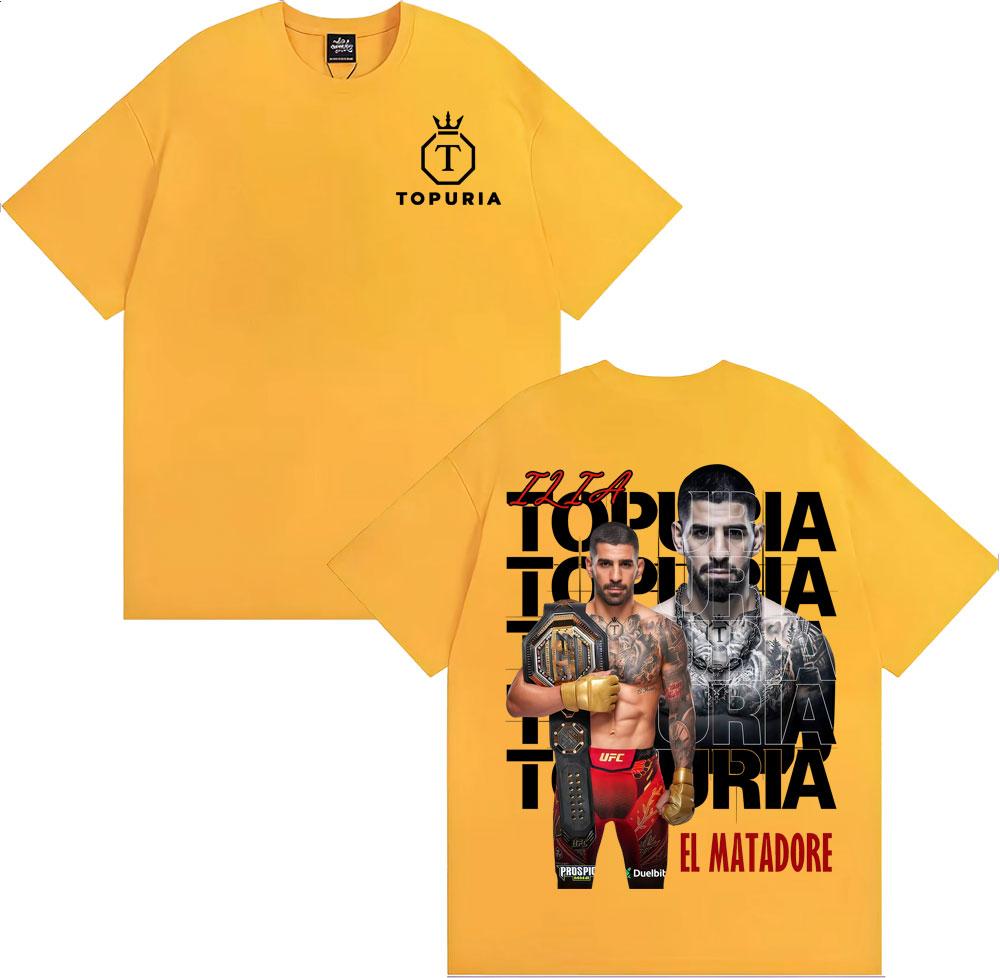 2025 Summer Limited Ilia Topuria El Matador Retro Graphic for Men Harajuku Cool Oversized  Man 100 Cotton Oversized Tshirt Y2k