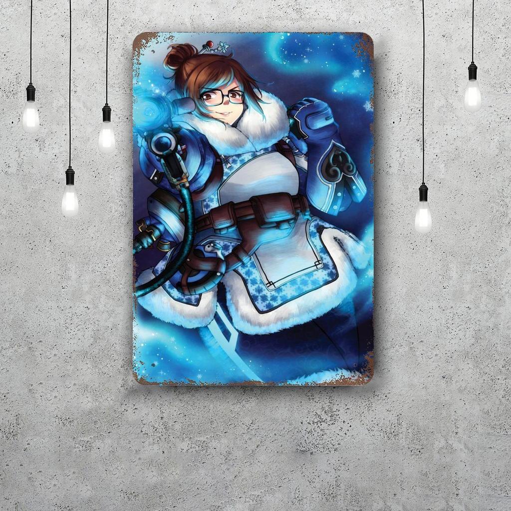 Mei Overwatch Vintage Metal Tin Signs Posters Decor Retro Metal Plaque Wall Art Decor for Garage Bar