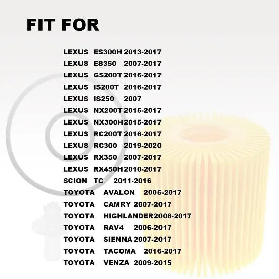 6 Pack Engine Oil Filter Compatible with Toyota Avalon Camry Highlander RAV4 Tacoma Sienna, Replace 04152-YZZA1