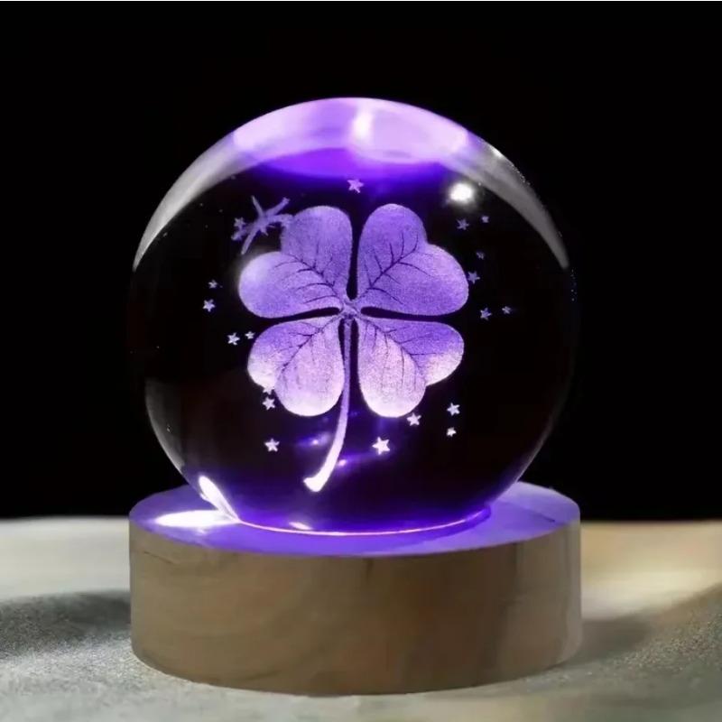 Umgebungslicht Saturn 3D Kugel Lampe Sonnensystem Kristallkugel mit Mehrfarbiger LED Lichtbasis Stimmungslicht Geschenke Geburtstag