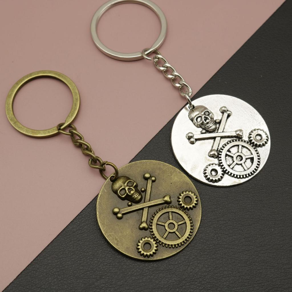 Hot Selling Jewelry, Minimalist Skull Gear Keychain Pendant