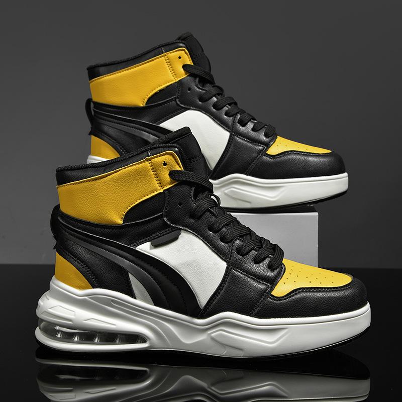 

Чоловіче спортивне взуття Бічні черевики Чоловіче взуття Високе модне взуття Взуття на повітряній подушці Чоловіче баскетбольне взуття Кросівки для чоловіків 42 жовтий