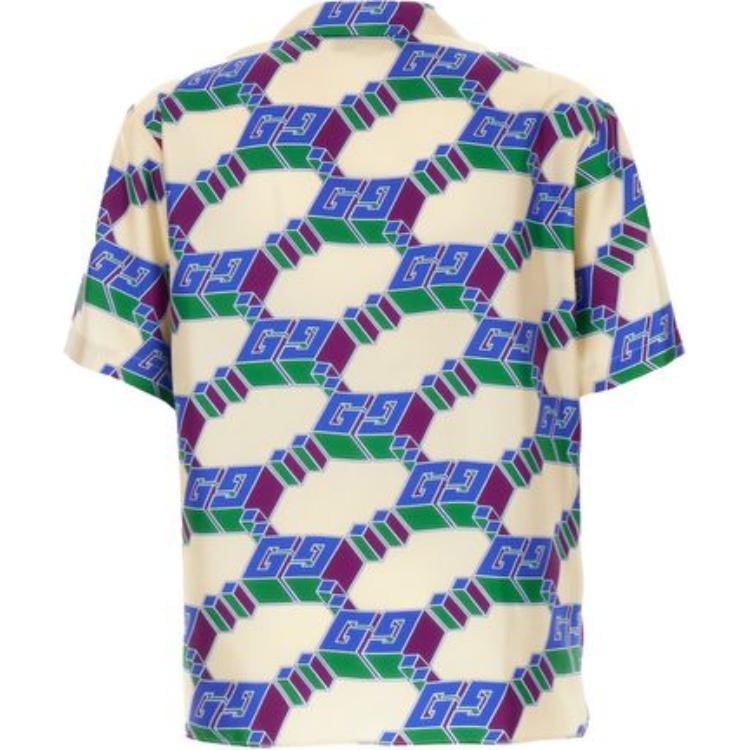 GUCCI 3D Gg Print Silk Shirt 770432-ZAPEY-9093