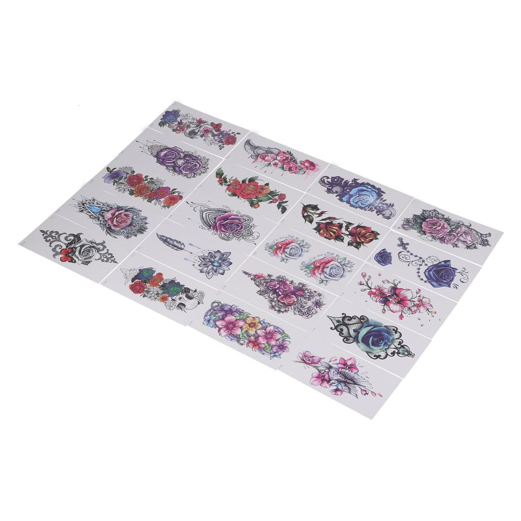 20pcs Temporary Tattoos Stickers Waterproof Long Lasting Flower Fake Tattoo for Women