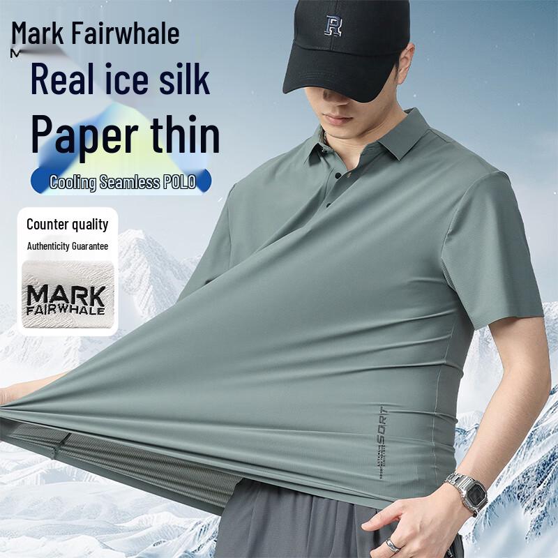 MARK FAIRWHALE Men s Ice Silk Lapel Polo Shirt L