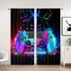 Zasłony Gamingowe Draperie Dziecięce Gamer Gry Wideo Zestaw Zasłon dla Chłopców Nowoczesny Kontroler do Gier Zasłona Materiałowa Zielony Gamer 2 Sztuki