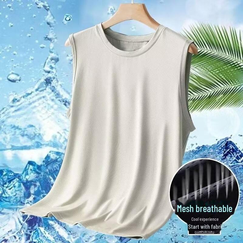 

Мужской быстросохнущий сетчатый спортивный жилет: Легкий топ для фитнеса без рукавов с широкими плечами XL светло-серый