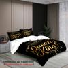 Queen And King Bedding Set Black Gold Crown Print Bedding With Duvet Cover & Pillowcases For Couples Bedroom