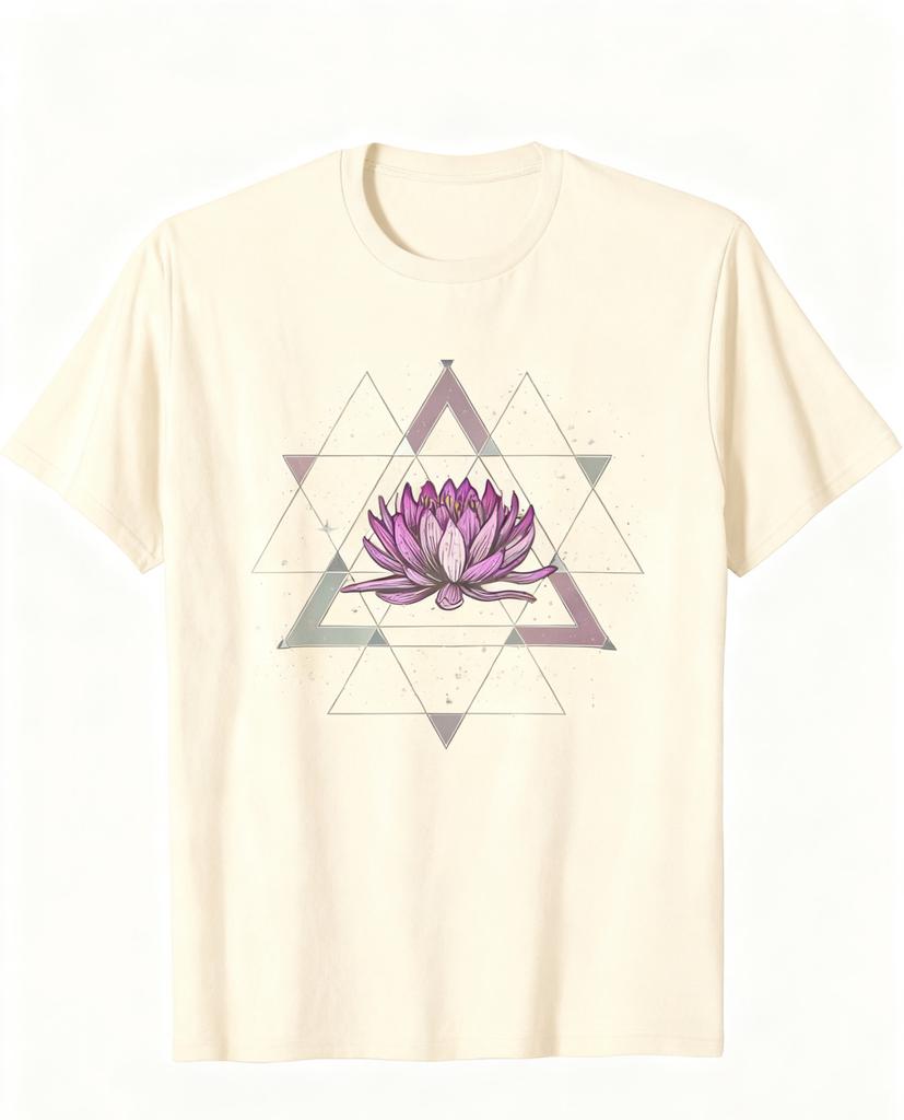 Mystische Lotus Geometrisches T-Shirt Spirituelles Grafik-T-Shirt für Meditation Mystik-Enthusiasten Yoga Meditation Heilig Unisex-T-Shirt