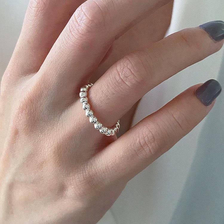 925 Sterling Silver Rings For Women Geometric Fine Jewelry Finger Adjustable Simple Gold Dots Ring For Party Birthday Gift