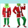 Traje Completo Verde Vibrante e Vermelho do Grinch para Adultos Perfeito Para Celebrações de Feriado