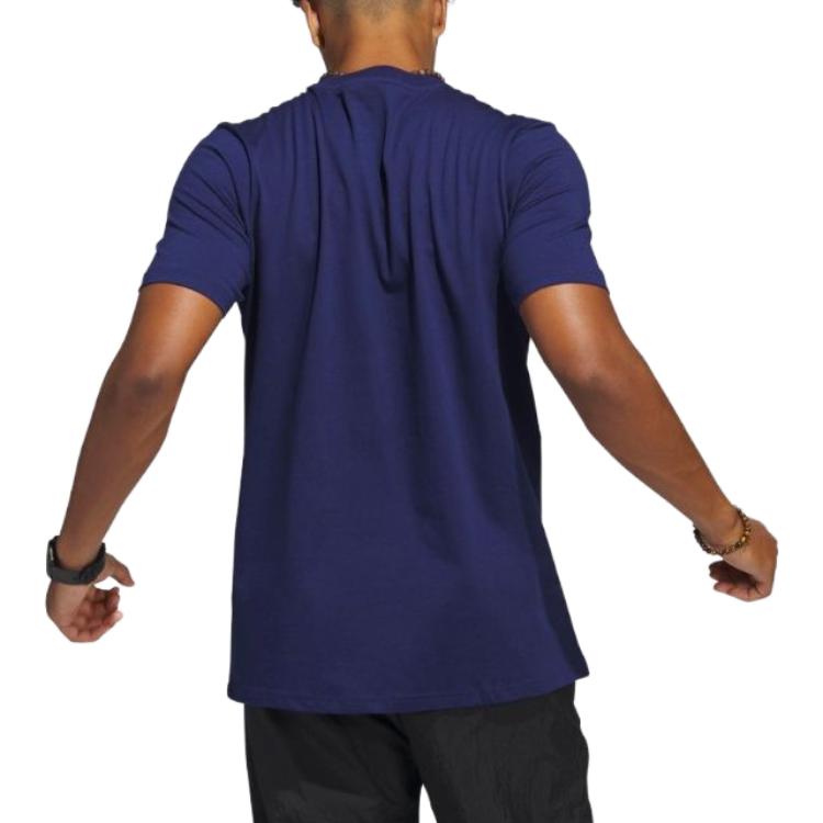 Adidas Alphabet Print Round Neck Short Sleeve T-Shirt Men Tops Navy-Blue H54655
