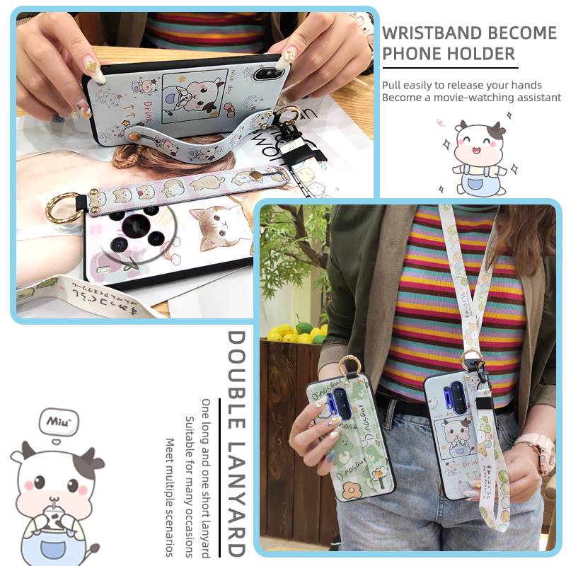 Cartoon Ring Phone Case For ZTE Blade V70 Max/Nubia V70 Max Shockproof Wristband Phone Holder Wrist Strap Silicone Cute