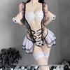 Linlin Ting Sexy Lace See-Through Maid Set Bodysuit Dress