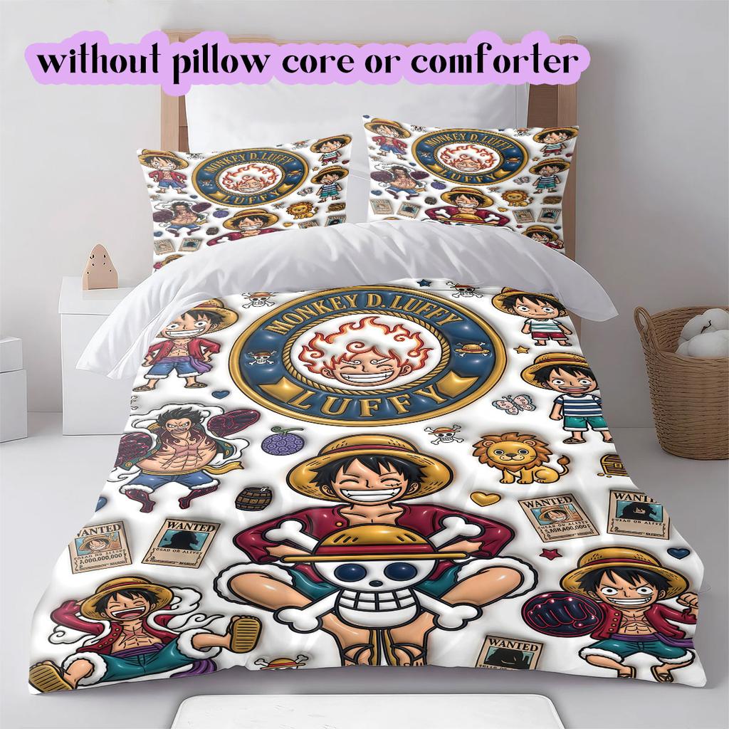 OnePiece 3pcs Cartoon Print Bedding Set Duvet Cover Children's Gift Various Sizes Extra Large Size New