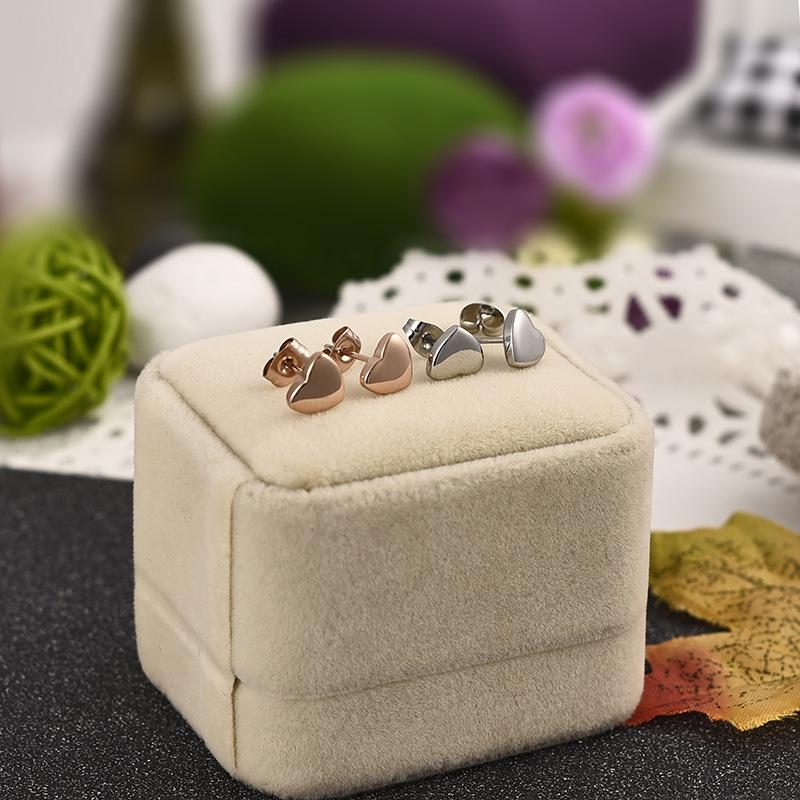 Fashion Trendy Girls Cute Simple Rose Gold Peach Heart Earrings