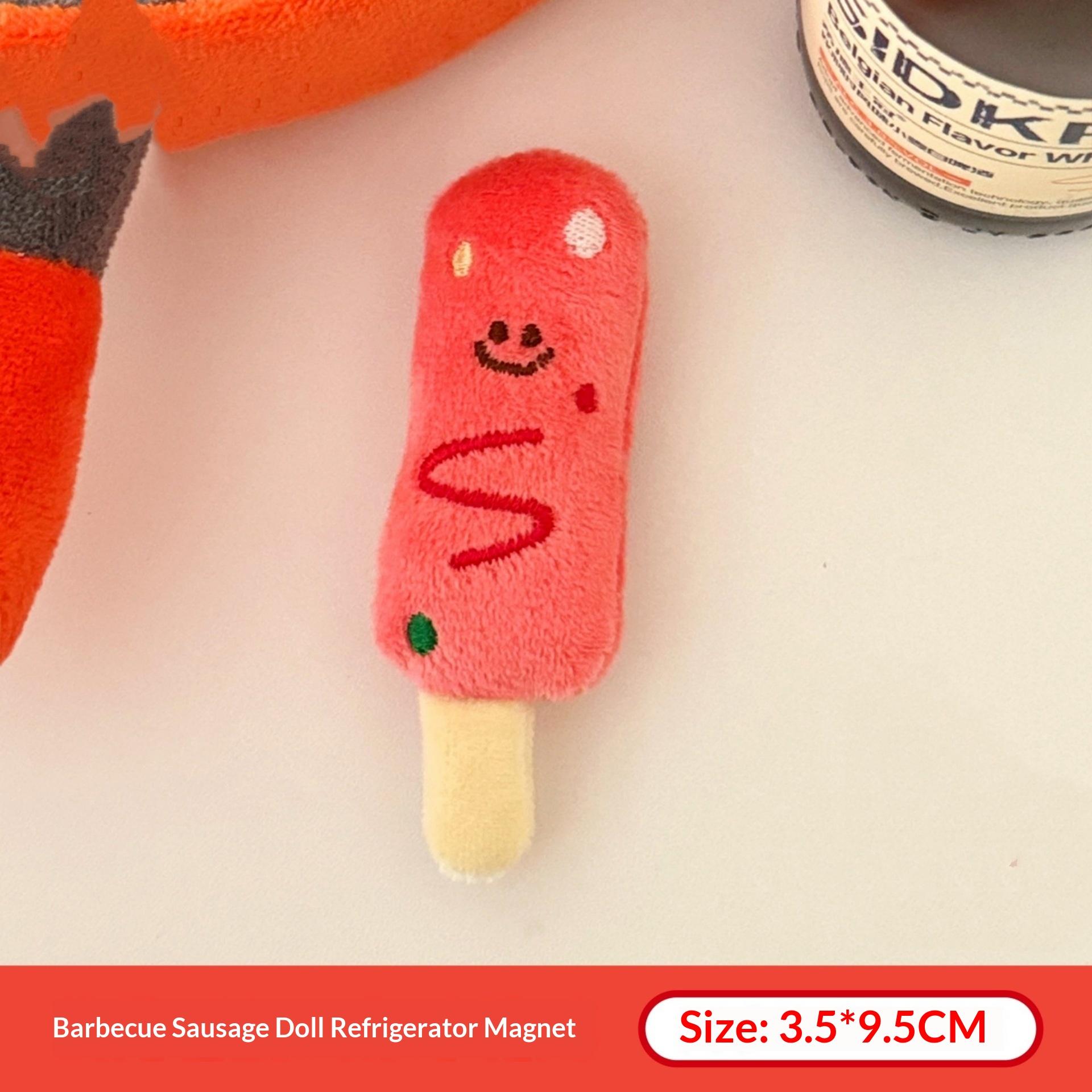 

Cute Cartoon Barbecue Doll Plush Keychain Refrigerator Magnet Creative Fun Simulated Food Doll Pendant Backpack Home Decor Gift