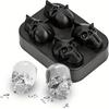 Skull Ice Hockey Mold Silicone 3D Flexible Ice Cube Tray Horror Skull Cocktail Ice Hockey Making Creative and Interesting