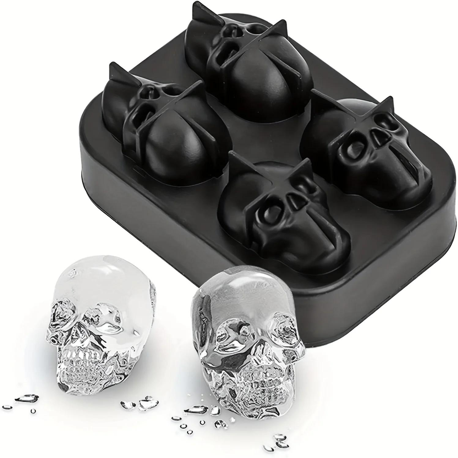 

Skull Ice Hockey Mold Silicone 3D Flexible Ice Cube Tray Horror Skull Cocktail Ice Hockey Making Creative and Interesting