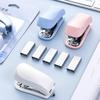 Mini-Tacker-Set Tragbarer Kleiner Tacker und Klammern zum Binden von Papier Student Büro Schreibwaren Blau Rosa Weiß