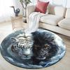 Yin Yang Tiger Lion Round Area Rug,Carpet Rug for Living Room Bedroom Sofa Playroom Decor,Non-slip Floor Mat