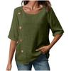 New Women's Cotton And Linen Button,down Casual Top