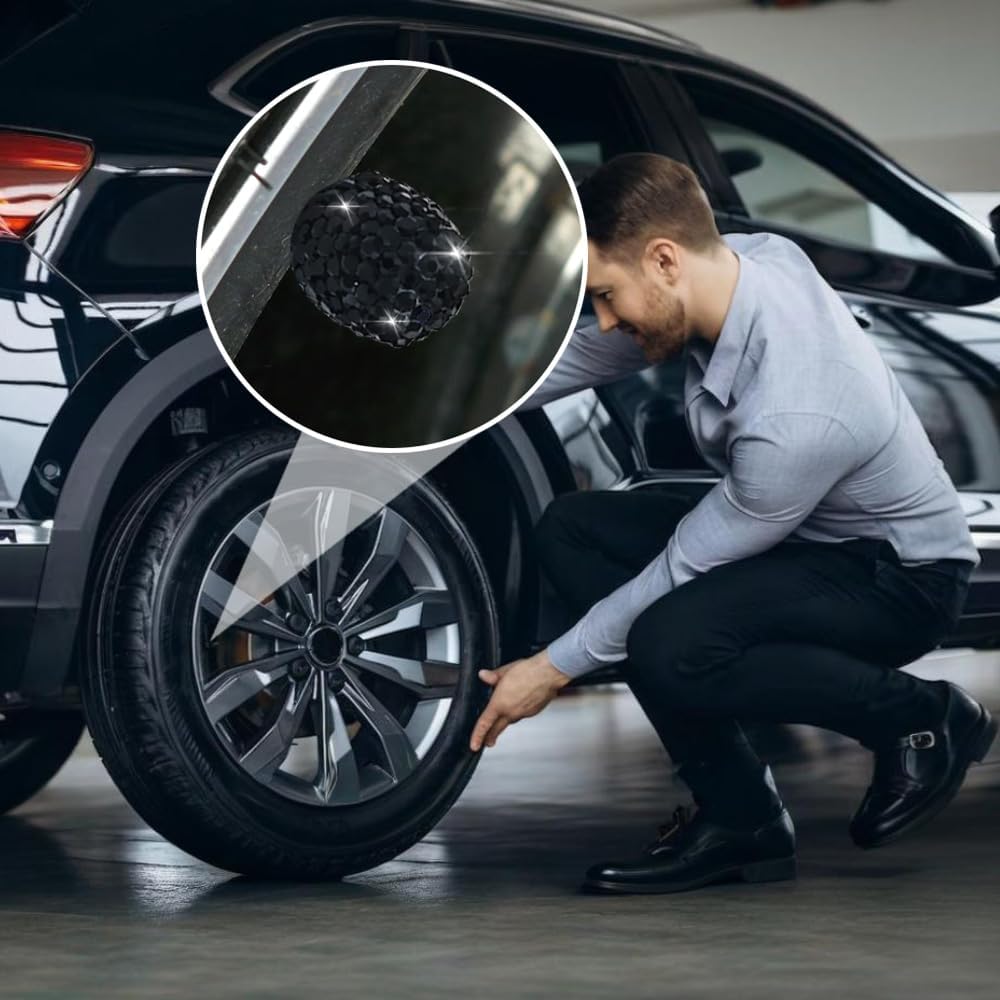 4PCS Rhinestone Tire Valve Caps, Tire Valve Caps, Car Accessories for Women, Anti-Corrosion, Shiny Decoration, AC-6-112 Suitable for All Kinds of