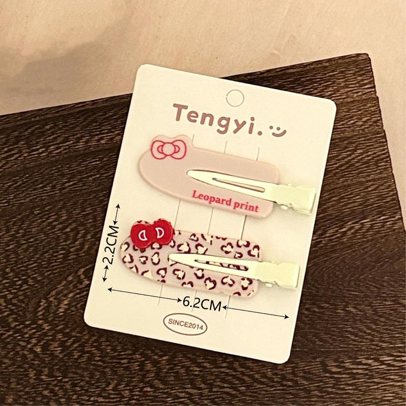 2/4 Pcs Creative Cute Leopard Pattern Bow No Trace Hair Clip Acrylic Edge Clip Versatile Hair Band Clip Hair Accessories A2