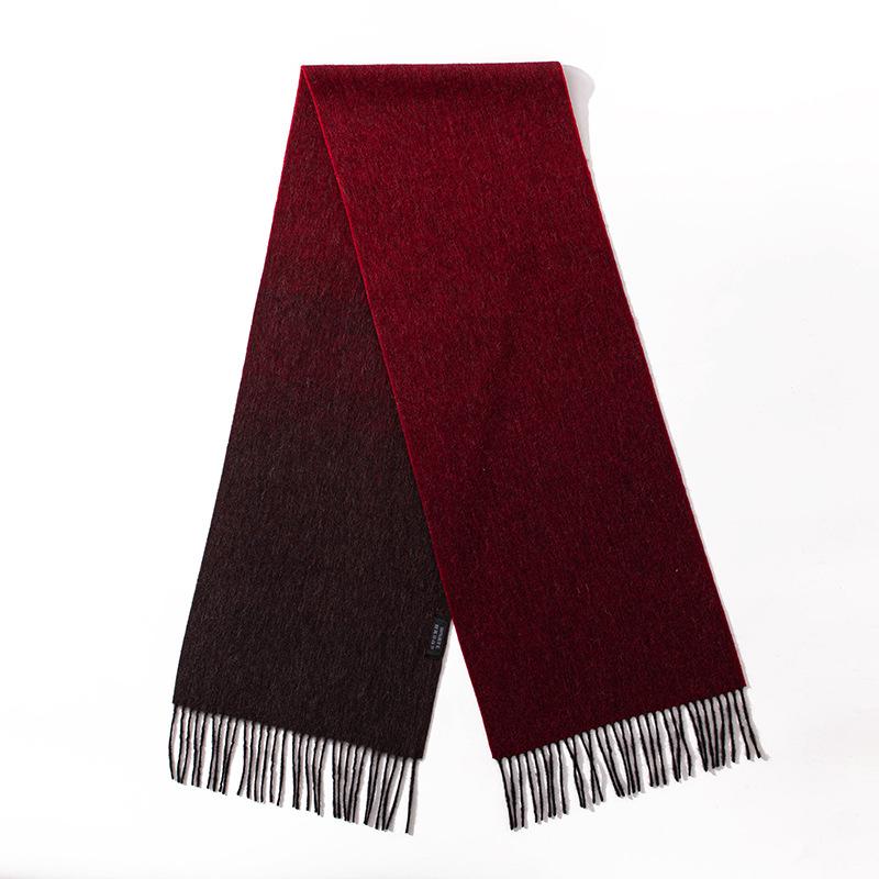 Autumn and winter new pure wool scarf water ripple gradual change color advanced sense tassel versatile warm scarf gift