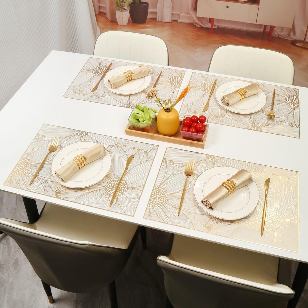 PVC Meal Mat Rectangle Dinning Table Mat Light Luxury Drain Mat Home Hotel Decoration