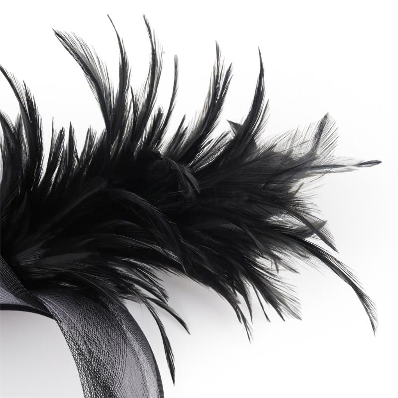 Elegant Feather Hairband with Tulle Bows Old Style Mesh Headband for Women Girls Wedding Party Photo Shoot Accessories
