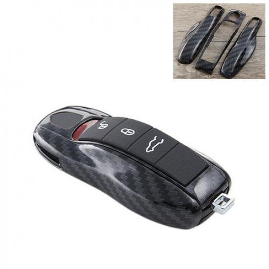 ABS Carbon Fiber Remote Key Cover Case Fob For Porsche Panamera Cayenne Macan SU