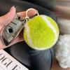 Cute Tennis Real Rabbit Fur Tennis Car Keychain Pendant Ins Plush Ball School Bag Hanging Ornaments For Girl'S Gift