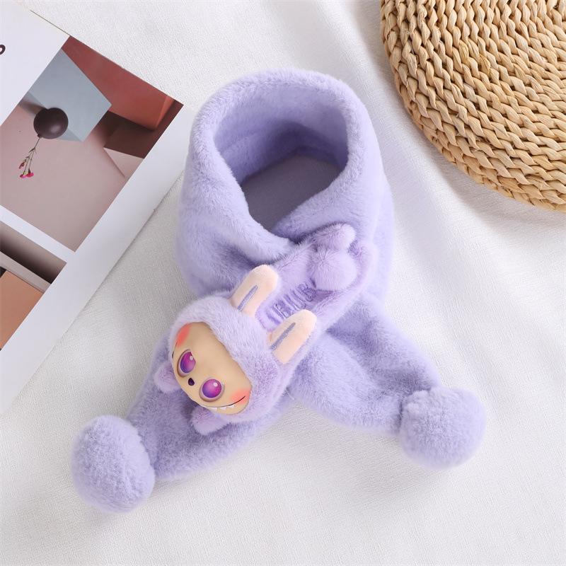 Toddler Christmas Red Scarf - Cute Cartoon Bear, Plush Imitation Rabbit Fur, Thick & Warm Neck Warmer