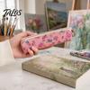 Talos Floral Canvas Pencil Case, Vintage Polka Dot Pen Pouch, Large Capacity Stationery Bag for Students, Office School Supplies