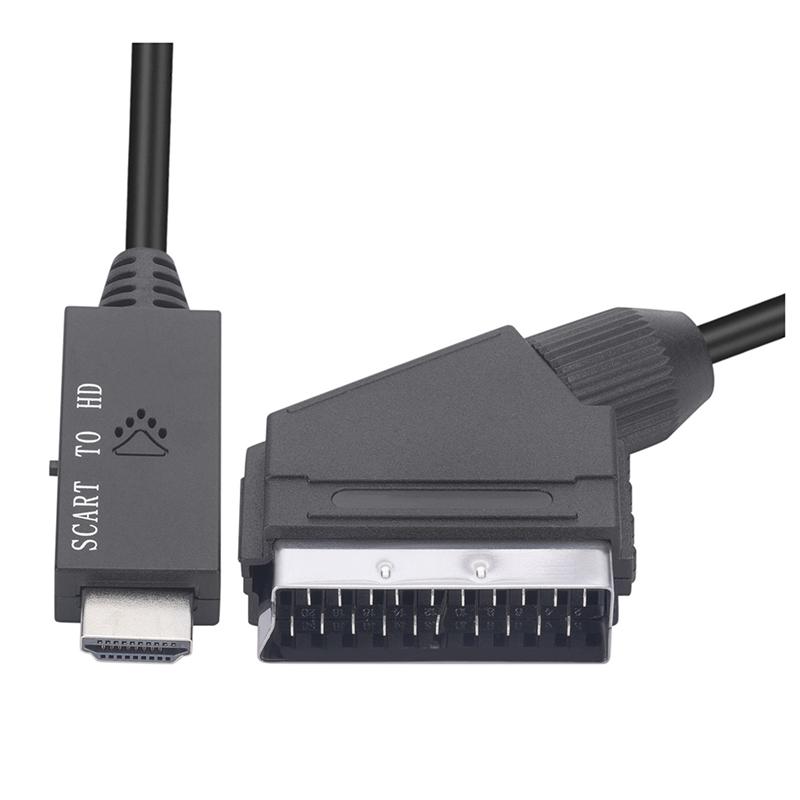 ABUO-Scart To -Compatible HD 1080P Video Converter Adapter, Male To Female For HDTV, DVD, PC, 1M Cable